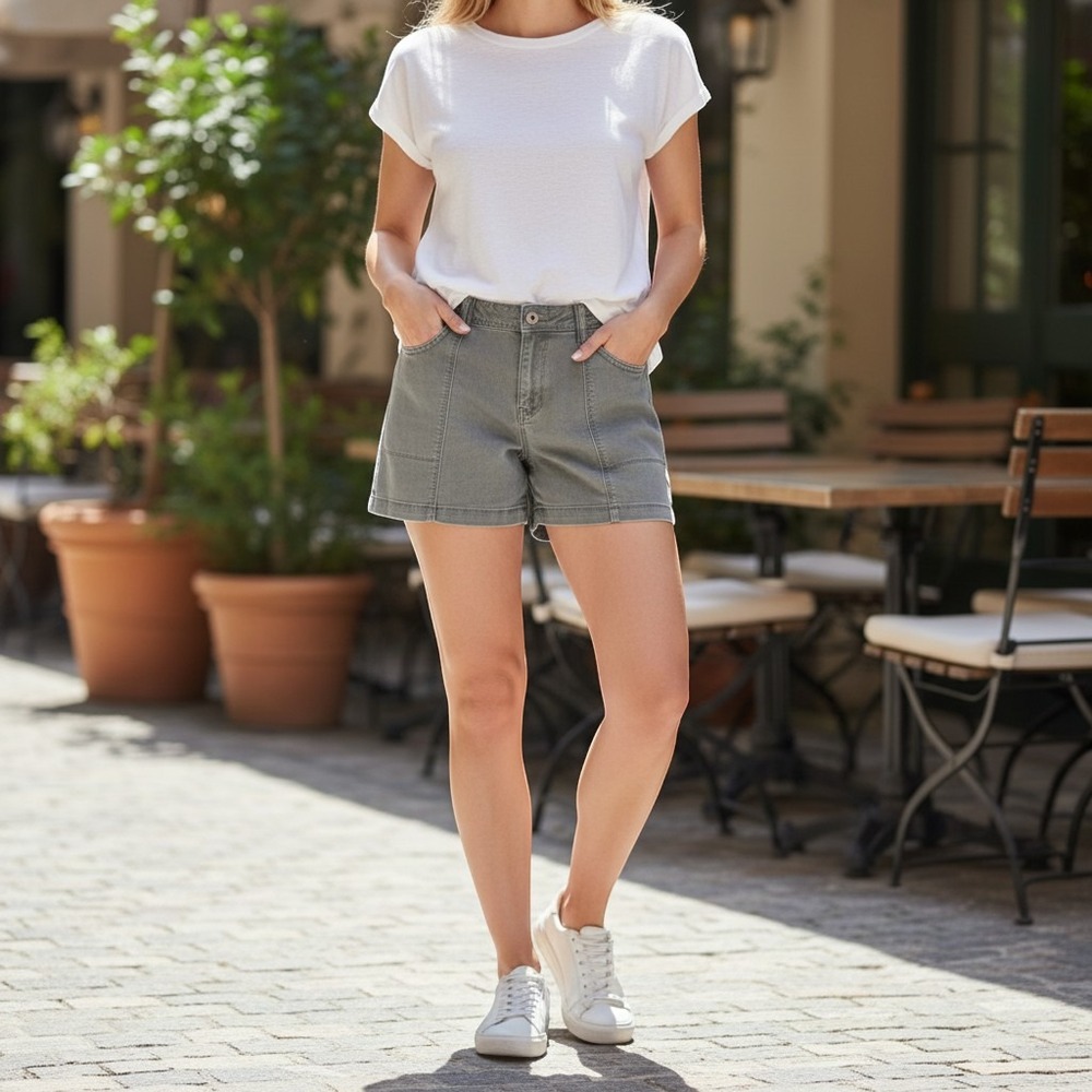 Natural‎ Reflections Women's Gray Everyday Casual Classsic  Shorts